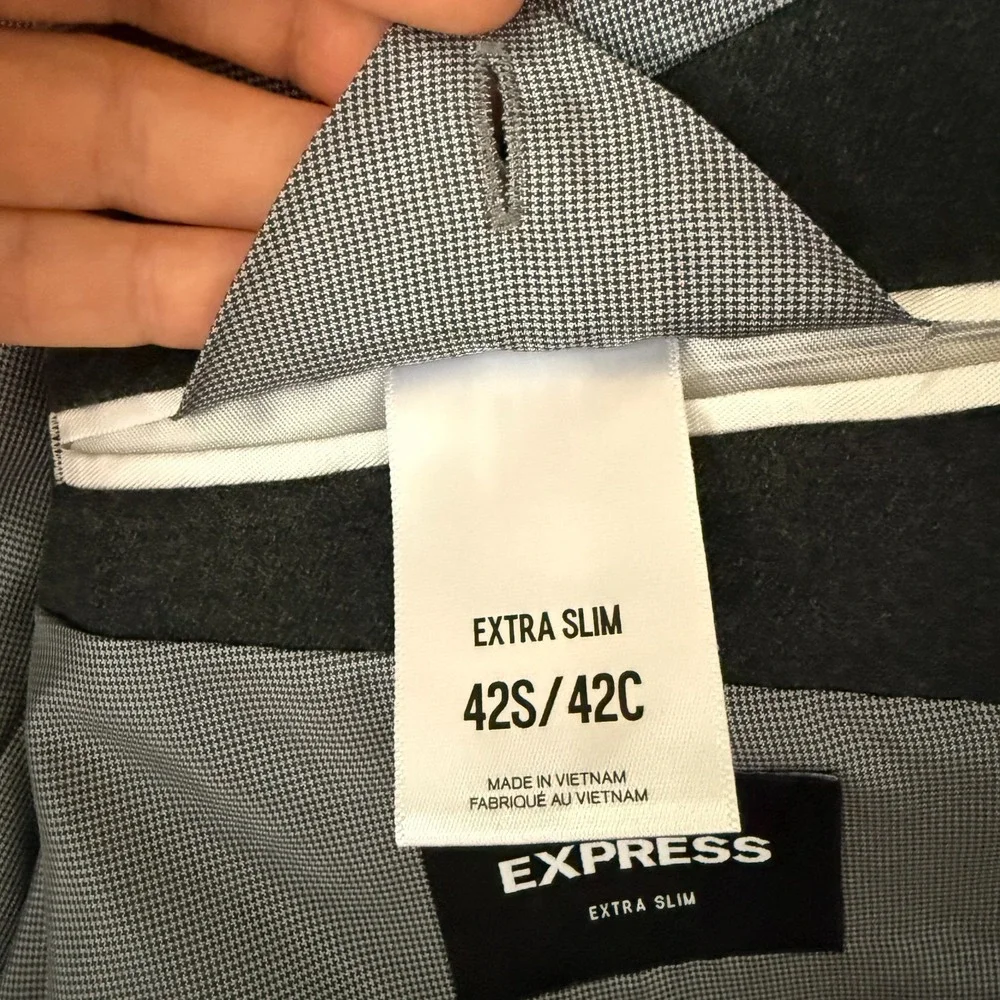 EXPRESS CHARCOAL EXTRA SLIM FLANNEL SUIT JACKET BLAZER MEN SZ 42S NWT SRP $298